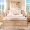 thumbnail image 1 of Aitjunz Modern Full Size Bed Frame with Upholstered Headboard and Charging Station, 2 Storage Drawers, Fluted Wood Platform Bed Frame, No Box Spring Needed, White, 1 of 5