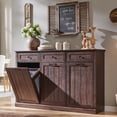 thumbnail image 1 of Aitjunz Triple Tilt Out Trash Can Cabinet with Drawer, Wooden Farmhouse Kitchen Cabinet with 20-Gallon Hidden Trash Can Storage, Brown, 1 of 8
