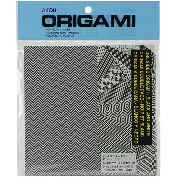 Aitoh Origami Paper 5.875"X5.875" 24/Pkg-Double Sided Black & White