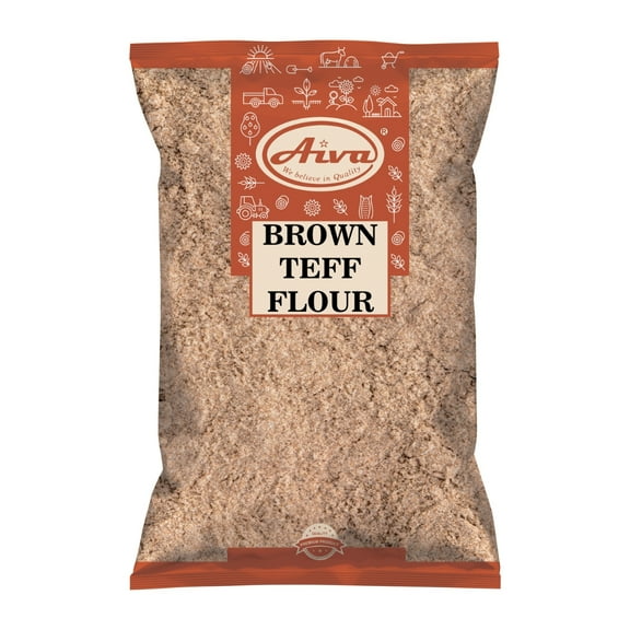 Aiva Brown Teff Flour 14 OZ (400 g) | Whole Grain Ancient Baking Flour for Bread Pancakes, Wraps, Muffins & More