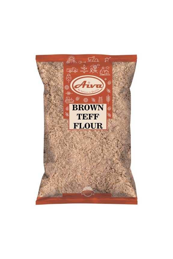 Aiva Brown Teff Flour 14 OZ (400 g) | Whole Grain Ancient Baking Flour for Bread Pancakes, Wraps, Muffins & More