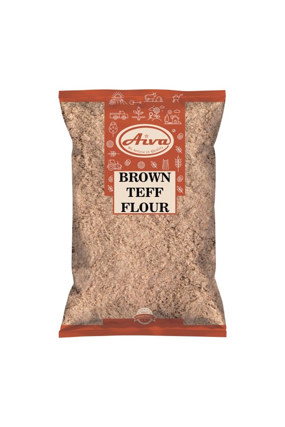 Aiva Brown Teff Flour 5 LB | Whole Grain Ancient Baking Flour for Bread Pancakes, Wraps, Muffins & More
