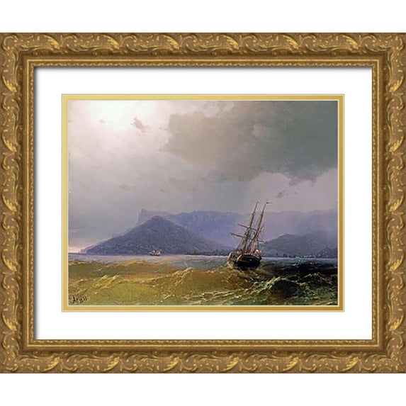 Aivasowsky, Ivan Konstantinovich 18x15 Gold Ornate Wood Framed with Double Matting Museum Art Print Titled - Sailing Off The Crimean Coast