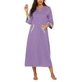thumbnail image 1 of Avidlove Women Zipper Front Robes 3/4 Sleeve Housecoat Full Length Loungewear Dress with Pocket Long Nightgown Sleepwear Bathrobes, 1 of 4