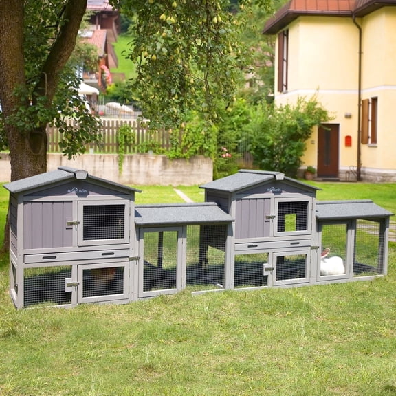 Aivituvin 2 Sets Chicken Coop Rabbit Hutch Bunny Cage Indoor Outdoor for Rabbits Chickens