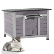 Aivituvin Cat House Waterproof Feral Kitty Shelter Outdoor Indoor Rabbit Hutch for Bunnies,Cats,Dogs and Other Small Animals,Asphalt Roof