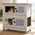 thumbnail image 1 of Aivituvin 36" L Rabbit Hutch Indoor Bunny Cage Outdoor 2 Story Bunny Hutch with Weatheproof Roof Pull-Out Tray Ramp Large Guinea Pig Cage on Wheels, 1 of 8