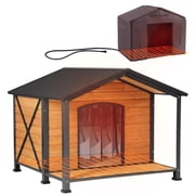 Aivituvin 41.4 Large Outdoor Heated Dog House with Heating Pad & Insulated Liner, Anti-Chewing Iron Frame Insulated Dog Kennel for Winter