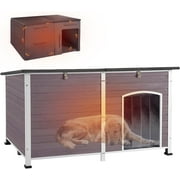 Aivituvin Outdoor Dog House 59" Extra Large Insulated Dog Kennel with Insulation Liner for Winter,All-Around Iron Frame