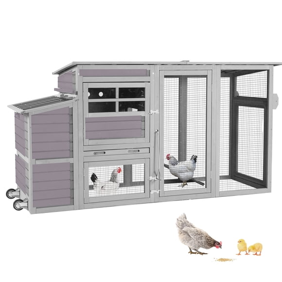 Aivituvin 78.4' Large Chicken Coop with Run & Nesting Box, Wood Poultry Cage Hen House with Slide Tray for 3-5 Chickens