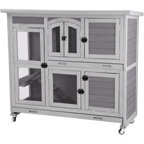 Aivituvin Bunny Cage Rabbit Hutch Indoor Rabbit House with Wheels Outdoor Guinea Pig House with Two Plastic Tray