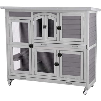 AECOJOY Raised Rabbit Hutch with No Leak Tray Run Indoor