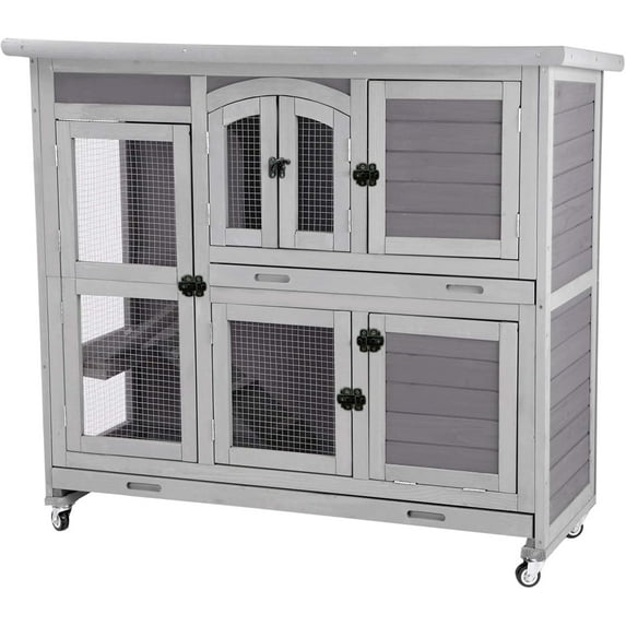 Aivituvin Bunny Cage Rabbit Hutch Indoor Rabbit House with Wheels ...