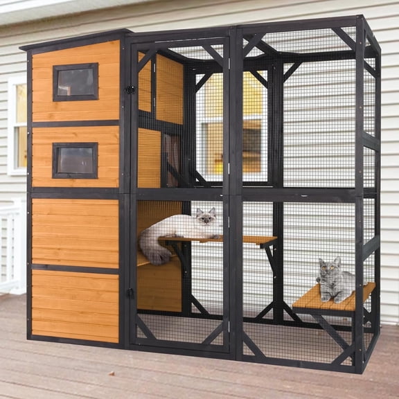 Aivituvin Cat Catio 70" Large Cat House wih 4 Tiers Kitty Enclosure Attach to Window, Waterproof Kitty Shelter