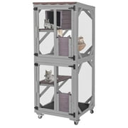 Aivituvin Cat House Outdoor Catio for Catis Mobile Enclosures on Wheels Large Cat Cage with Waterproof Cover,Resting House,62.8"