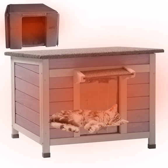 Aivituvin Cat House Outdoor Dog House with Insulation Liner Rabbit Hutch Feral Kitty Shelter for Outdoor Cats Cat Shelter for Winter