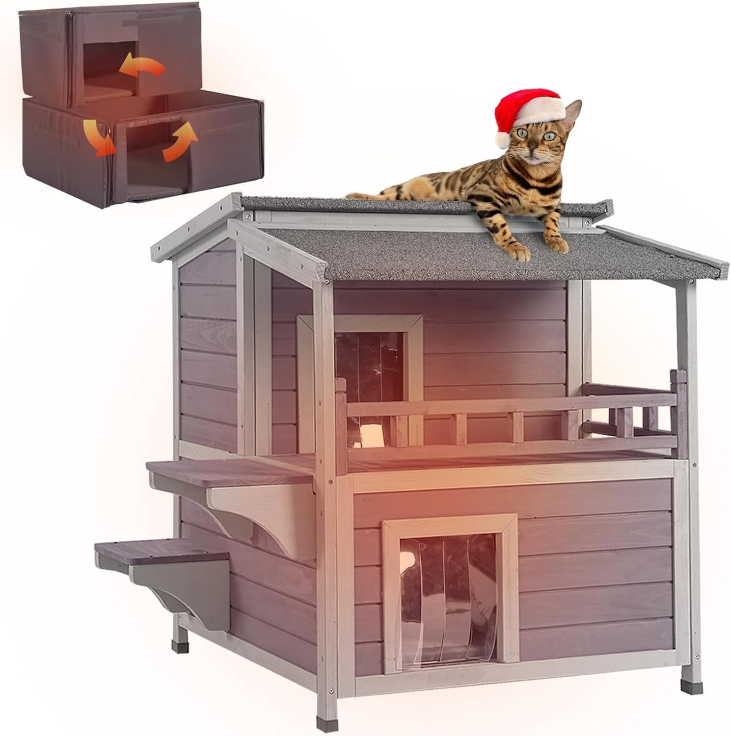 Aivituvin Cat House Outdoor Insulated Kitty Shelter with 100% Liner for Winter,Waterproof Great for Indoor & Outdoor Use