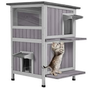 Aivituvin Cat House Outdoor with Large View Door Two Removable Floor, Feral Cat Shelter