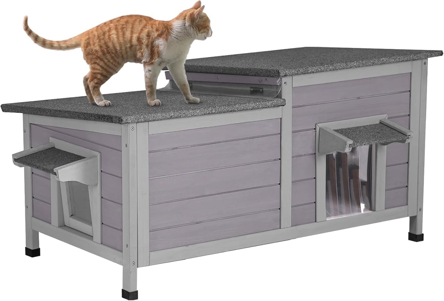 Aivituvin Cat House for Outdoor Cats Feral Kitty Shelter 100% Waterproof for Winter Cat Home with Large Opening Roof,Without Insulation Liner