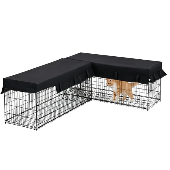 Aivituvin Cat Tunnel with Extendable Design 90.6" L, Metal Wire Outdoor Cat Enclosure with Weatherproof Fabric Cover, Connecting Inside and Outside, for Deck Patios, Balconies