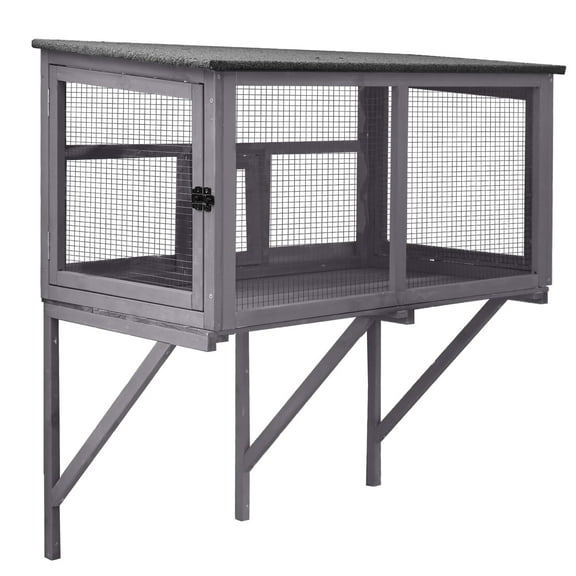 Aivituvin Catio Outdoor Cat Enclosure, Cat Window Box for 1-2 Cats with Weatherproof Asphalt Roof & Lockable Door, Expendable Secure Window Perch House for Large Outdoor Cats