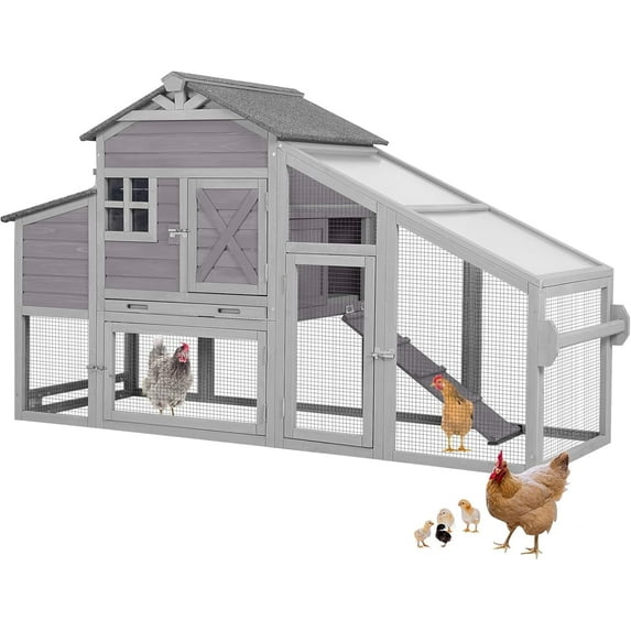Aivituvin Chicken Coop Hen House with Wheels Wooden Poultry Cage for 2-4 Chickens Outdoor