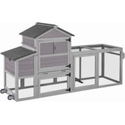 Aivituvin 80.7 Chicken Coop Mobile Chicken House with Wheels Expandable Wooden Hen House Outdoor for 2-4 Chickens Grey