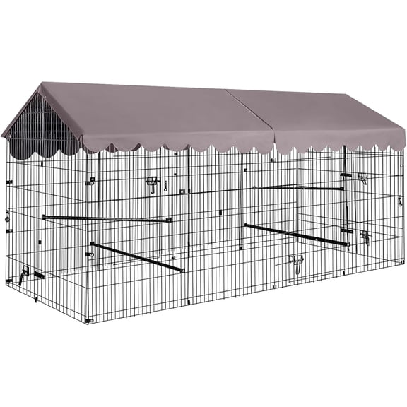 Aivituvin Chicken Coop Super Large Metal Chicken Run with Waterproof Cover Portable Poultry Cage Exercise Pen for 6-8 Chickens Ducks 88"