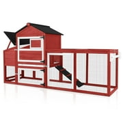 Aivituvin Chicken Coop for Outdoor - Poultry Cage with Wheels, Nesting Box, Leakproof Pull-on Tray, and Asphalt Waterproof Roof - Red