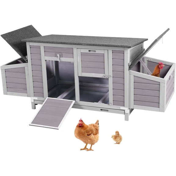 Aivituvin Chicken Coop with Two Nesting Boxes Large Wooden Hen House Outdoor Weatherproof Rabbit Hutch Duck Cage