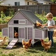 thumbnail image 1 of Aivituvin Large Mobile Chicken Coop with Wheels, 6 Nesting Box for 4-6 Chickens, Outdoor Hen House with Weatherproof Asphalt Roof, Pull-Out Tray, 1 of 10