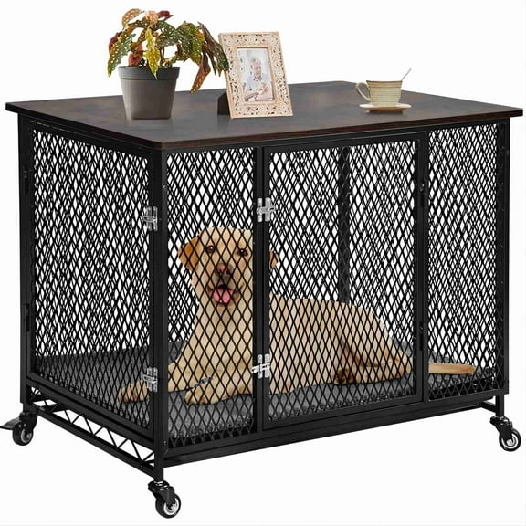 Aivituvin Dog Crate Furniture Wooden Dog House Small Medium Large Dogs with Cushion Tray