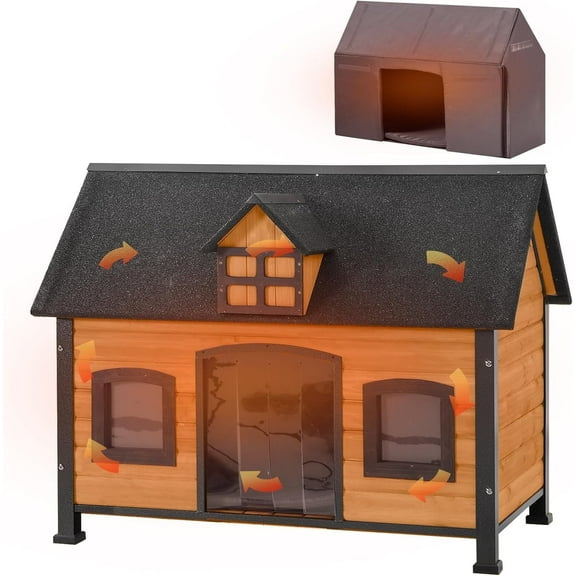 Aivituvin Dog House with Insulated Liner Anti-Chewing Metal Frame Design