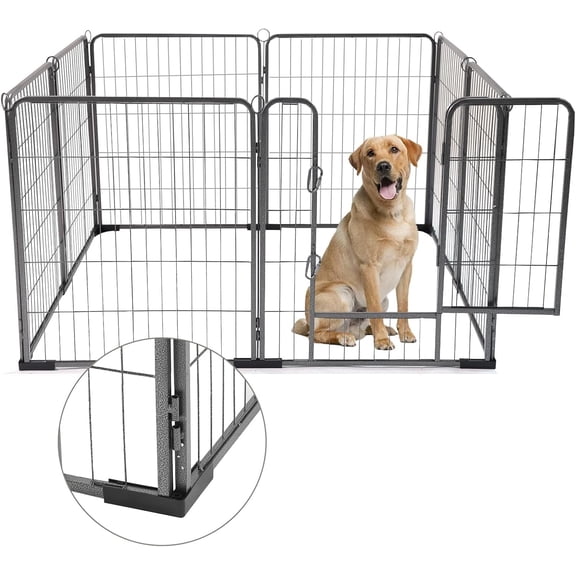 Aivituvin Dog Playpen Indoor & Outdoor Foldable Metal Pet Exercise Fence Pen with Door Gate,Dog Kennels for Small/Medium/Puppy Dogs,Rabbits (8 Panels, 39 Inch)
