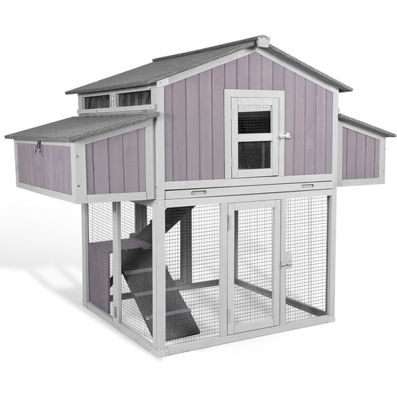 Aivituvin Foldable Chicken Coop Fast Assembly Large Outdoor Hen House 69.8" L for 4-6 Chickens with Four Nesting Box, Three Perches