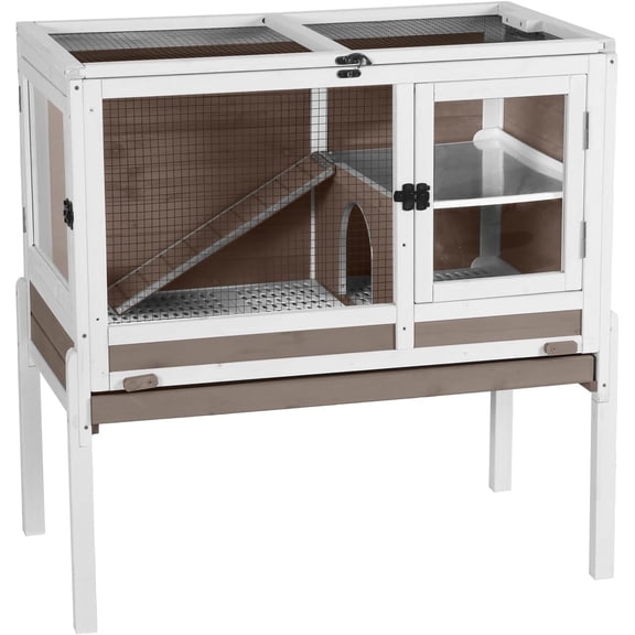 Aivituvin Guinea Pig Cage Indoor Rabbit Cage with Chew-Proof Edges - Brown