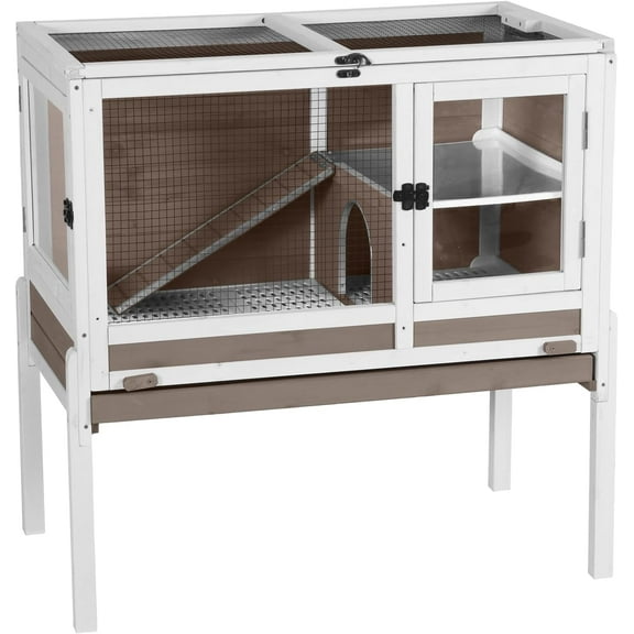 Aivituvin Guinea Pig Cage Indoor Rabbit Cage with Chew-Proof Edges - Brown