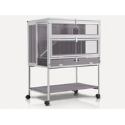 Aivituvin Guinea Pig Cage, Moveable Metal Frame Hamster Cage Anti-Chewing with Aluminium Alloy Edge, Hideouts, Ramps, Seesaws Chewing Toy, Deeper Pull-Out Leakp