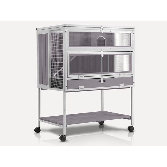 Aivituvin Guinea Pig Cage, Moveable Metal Frame Hamster Cage Anti-Chewing with Aluminium Alloy Edge, Hideouts, Ramps, Seesaws Chewing Toy, Deeper Pull-Out Leakproof Tray for Indoor Outdoor(White)