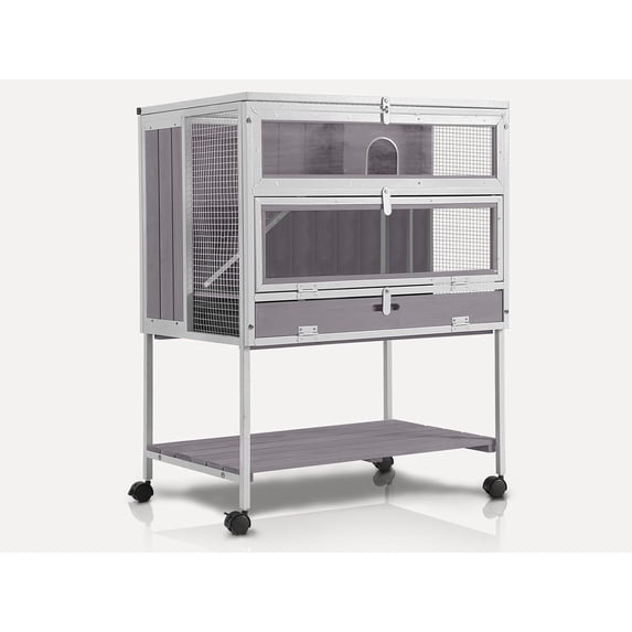 Aivituvin Guinea Pig Cage, Moveable Metal Frame Hamster Cage Anti-Chewing with Aluminium Alloy Edge, Hideouts, Ramps, Seesaws Chewing Toy, Deeper Pull-Out Leakproof Tray for Indoor Outdoor(White)