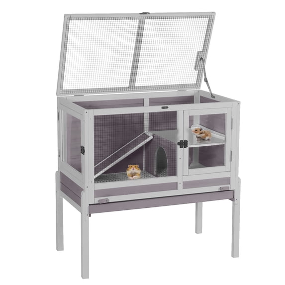 Aivituvin Guinea Pig Cages Indoor Rabbit Hutch with Removable Stand Anti Chewing Wooden
