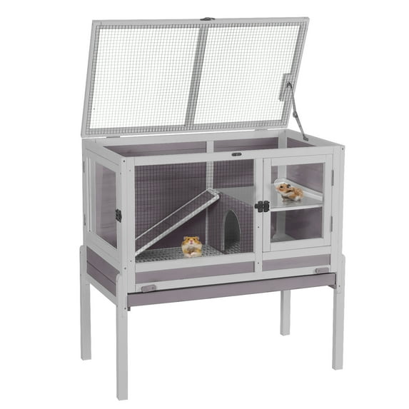 Aivituvin Guinea Pig Cages Indoor Rabbit Hutch with Removable Stand Anti Chewing Wooden