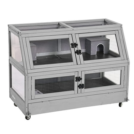 Aivituvin Hamster Cage for Guinea Pig Rat Habitat Critter Nation 2 Levels Portable Anti-chewing