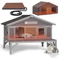Aivituvin Heated Cat House Large Outdoor Cat House Insulated for Outside Weatherproof Feral Cat Shelter with Heated Pad, Insulated All-Round Thermal Liner for 1-4 Cats