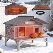 Aivituvin Heated Cat House Large Outdoor Cat House Insulated for Outside Weatherproof Feral Cat Shelter with Heated Pad, Insulated All-Round Thermal Liner for 1-4 Cats