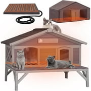 Aivituvin Heated Cat House for Outside Large Outdoor Insulated Cat House Weatherproof Feral Cat Shelter with Heated Pad, Insulated All-Round Thermal Liner, Chewproof Cable for 1-4 Cats (Winter-Ready)