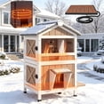 thumbnail image 1 of Aivituvin Heated  Cat House for Outdoor Cats Weatherproof Two Story Feral Cat Shelter for Winter with Heater and Insulated Liner, 2 Large Side Doors, Acrylic Window Brown, 1 of 10