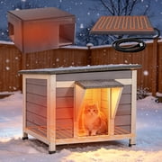 Aivituvin Heated Cat House for Outdoor Cats Feral Kitty Shelter with Heater Keep Warm in Winter,Insulated Liner Include