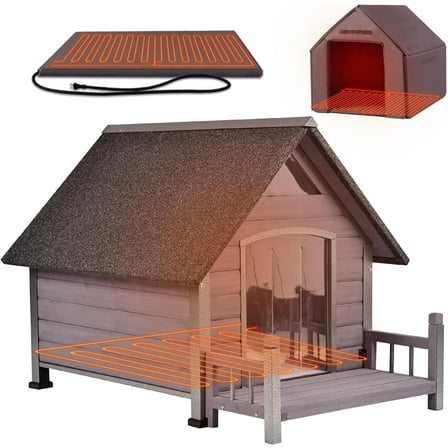 Aivituvin Heated Dog House Outdoor 45" Large Dog Kennel with Metal Frame Insulated Indoor Dog Cage for Small Medium Large Dogs with Heater and Insulated Liner