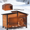 thumbnail image 1 of Aivituvin Heated Dog House Outdoor Large Dog Kennel with Iron Frame, Weatherproof Dog Cage with Insulated Liner for Small & Medium & Large Dogs, 1 of 9